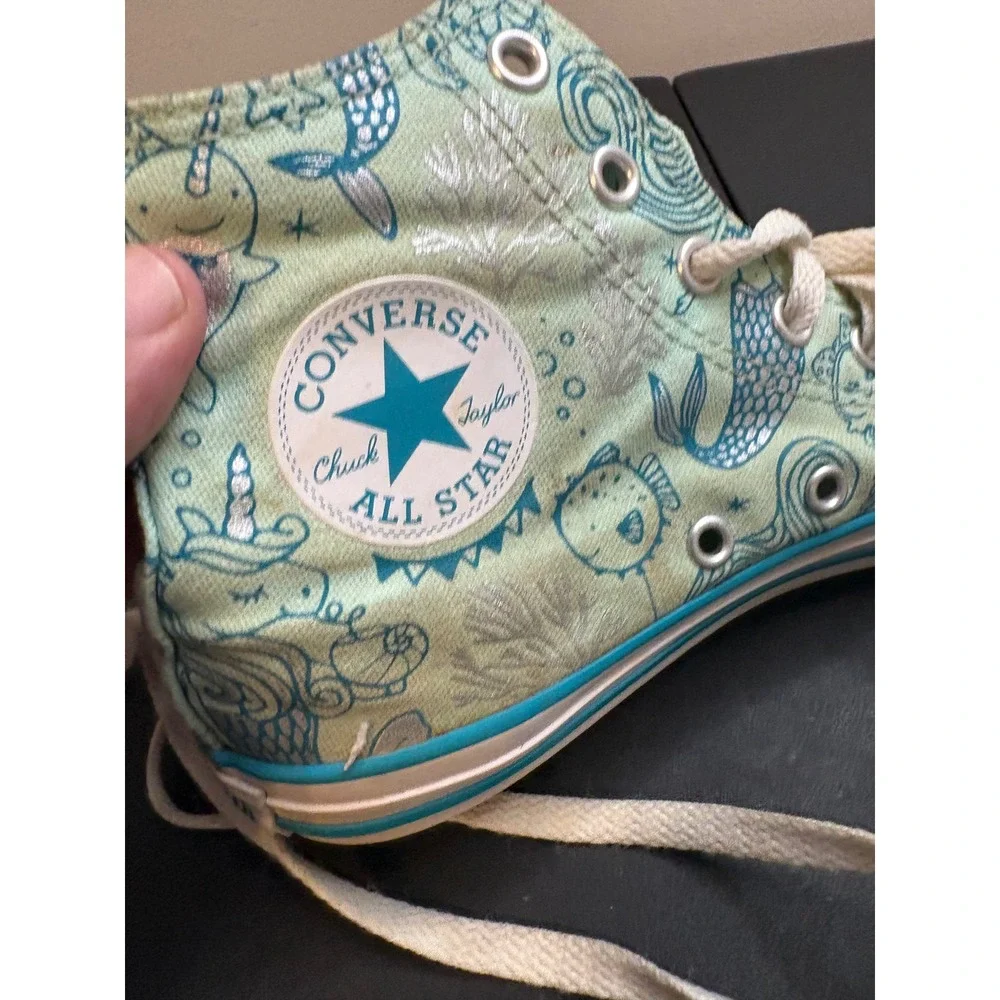 Converse Chuck Taylor All Star Junior 3 Mermaid Sea Life High Top Mint 667202F